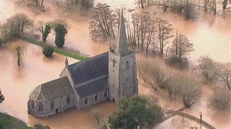 Storm Dennis Aerials Show Extent Floods As River Wye Reaches Record