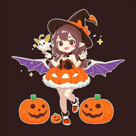 Premium Vector Vector Halloween Cute Character Collection Anime Chibi