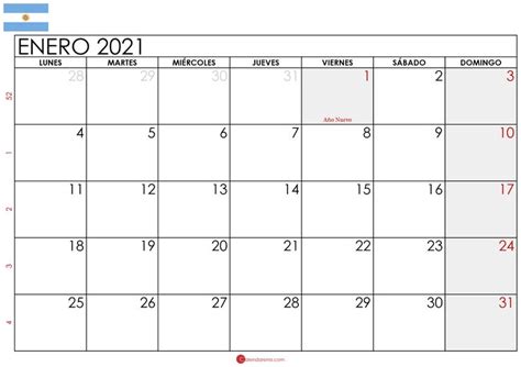 Calendario Enero 2021 Argentina Calendario Enero Calendario