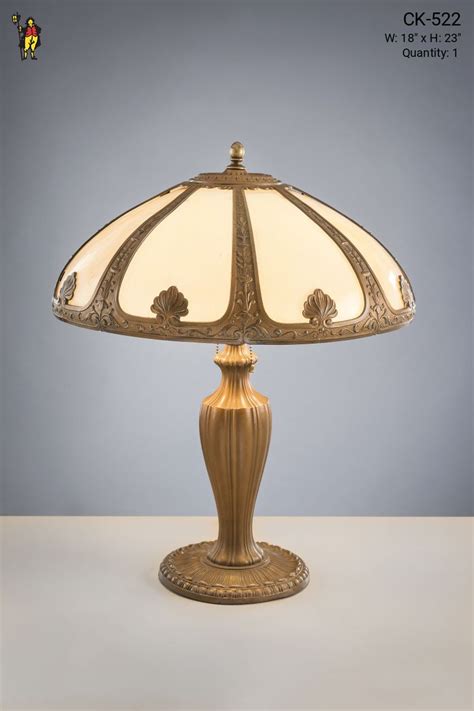 Brass Table Lamp W Curved Glass Shade Table Lamps Collection City