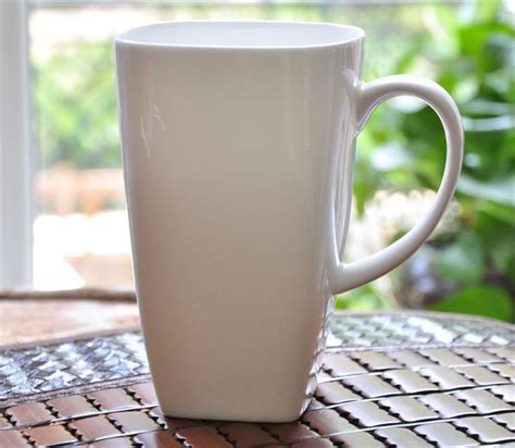 700ml Plain White Bone China Large Tea Mugs Square Porcelain Cup