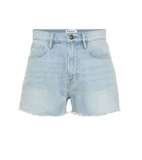 Frame Le Vintage High Rise Denim Shorts In Blue Modesens