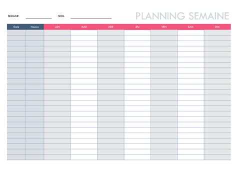 Planning Semaine Excel Calendrier 2021 A Telecharger Au Format Excel