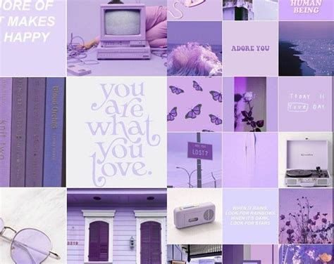 Photo Wall Collage Kit Lavender Light Purple Aesthetic Set Etsy Color