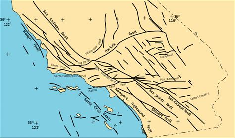 Southern California Faults Wikipedia California Fault Lines Map