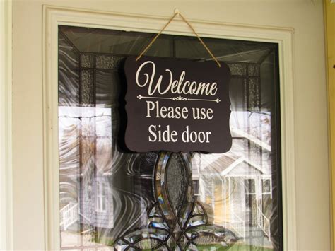 Please Use Side Door Welcome Sign Front Door Sign Can Be Etsy