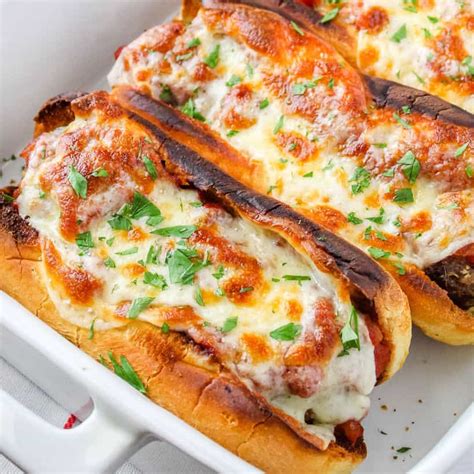 Italian Meatball Sub Sandwiches Square • Bread Booze Bacon