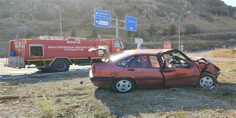 Konya da iki otomobilin çarpıştığı kazada 6 kişi yaralandı