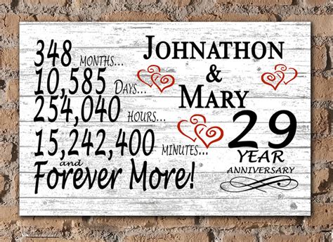29 Year Anniversary T Personalized 29th Wedding Anniversary Etsy