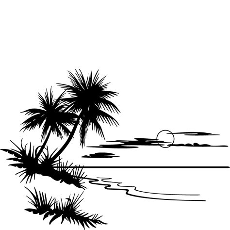 Beach Scene Clip Art Black And White 20 Free Cliparts Download Images