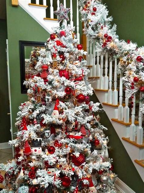 10 Flocked Christmas Tree Decorated