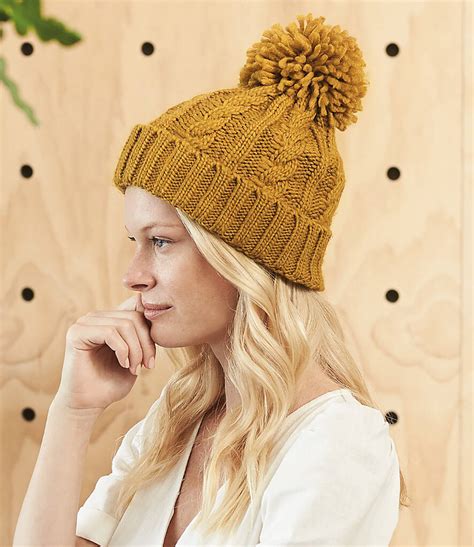 Fleece Lined Thick Cable Knit Bobble Hat By Megan Claire