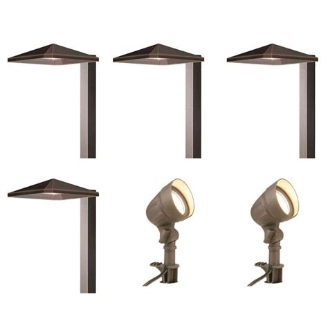Hampton Bay Low Voltage Integrated Led Bronze Outdoor Light Kit 6 Pack