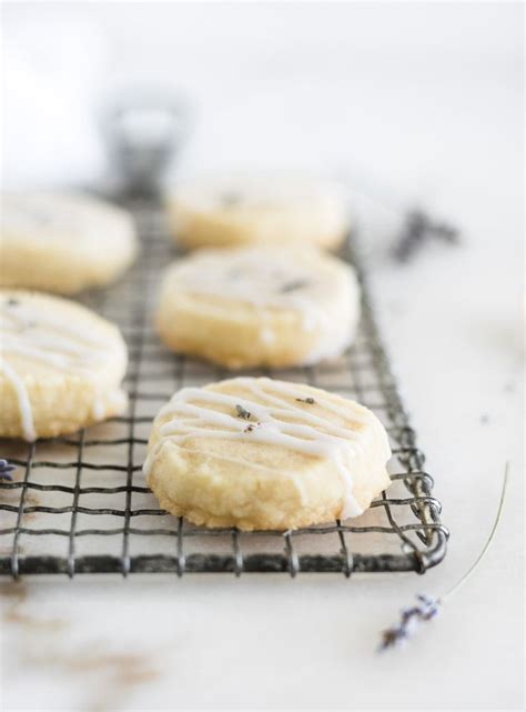 Soft And Buttery Lavender Shortbread Cookies With A Light Glaze Are The