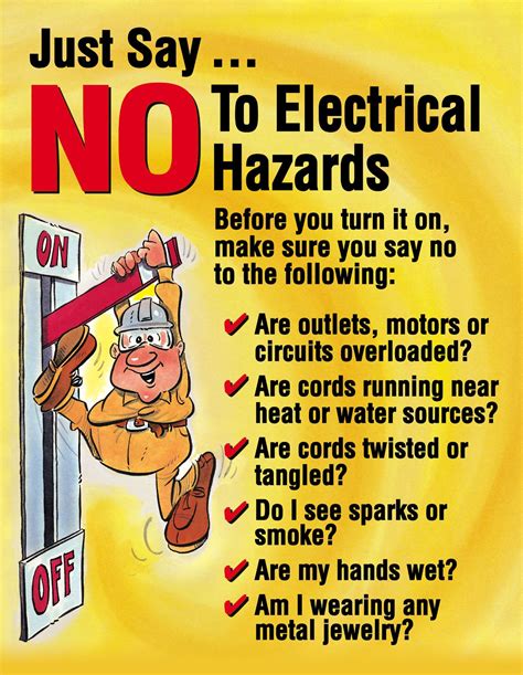 Say No To Electrical Hazards Health And Safety Poster Safety Posters