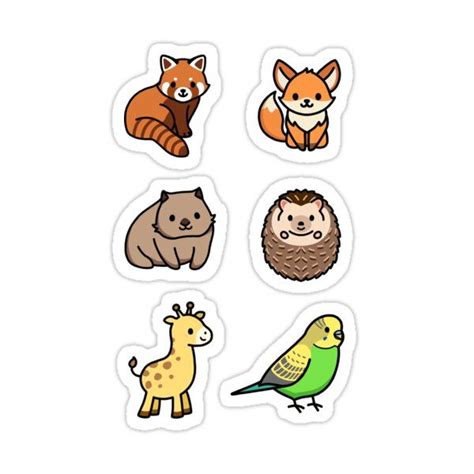 Cute Animal Sticker Pack 6 Sticker By Littlemandyart In 2021 Cute