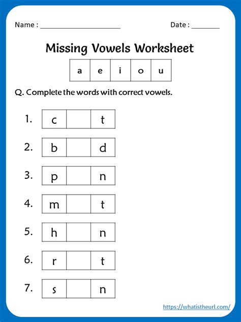 Missing Vowels Worksheet For Grade 1 Your Home Teacher