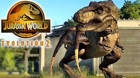 Raptors Pack Hunting Vs Tyrannosaurus Rex Cinematic Jurassic World Evolution 2 Youtube