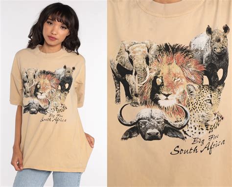 South Africa Shirt African Safari Tshirt Animal T Shirt 90s Lion Shirt