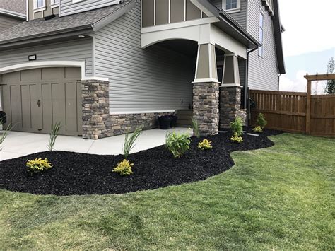 Charcoal Mulch Flower Bed Rocky View Yards Landscaping