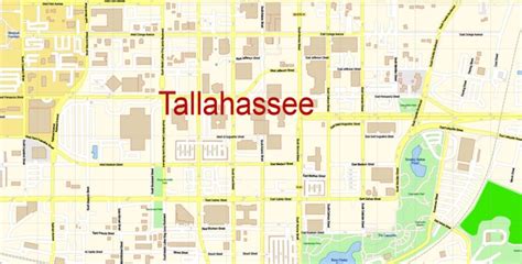 Tallahassee Map Vector Exact City Plan Florida Us Detailed Street Map