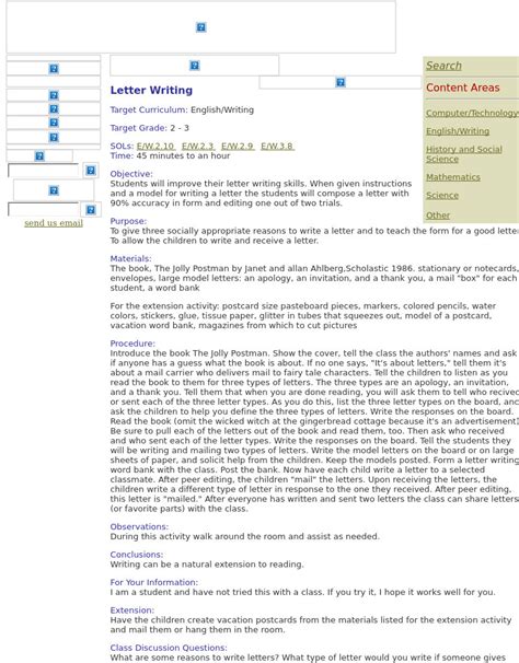 Letter Writing Lesson Plan For 2nd 3rd Grade Lesson Planet