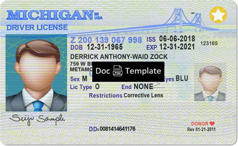 Michigan Driver License Template Psd Psd Templates