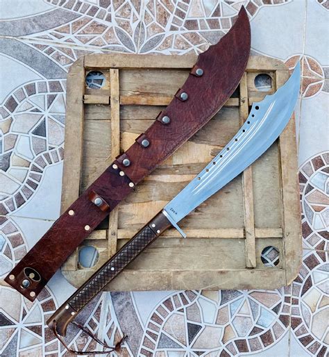 Egkh 18 Inches Tactical Machete With Leather Sheath Great For Etsy