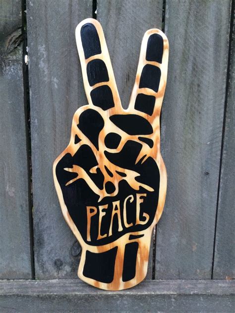 Peace Sign Hand Painted Wood Sign Peace Symbol Wooden Sign Etsy