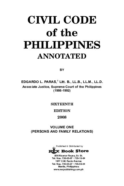 Pdf Civil Code Of The Philippines Annotated Rafael Roca