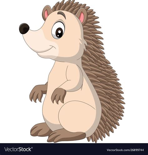 Cartoon Happy Hedgehog Standing Vector Image On Vectorstock Happy