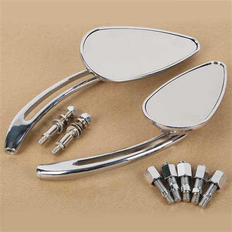 Xf110853 E 8mm10mm Chrome Motorcycle Rearview Side Mirrors Choppers Cruiser Custom