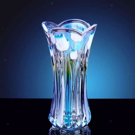 Crystal Glass Flower Vase Embossed Floral Home Wedding Decor T 19 5cm Tall Ebay
