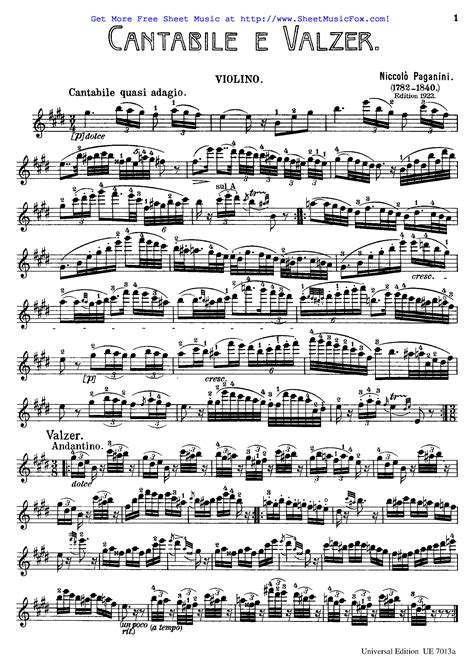 Free Sheet Music For Cantabile E Valser Op19 Paganini Niccolò By