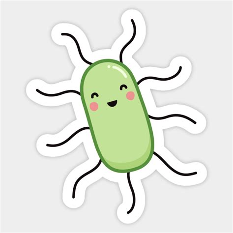 Cute E Coli Bacteria Sticker Kawaii Microbe Bacteria Sticker