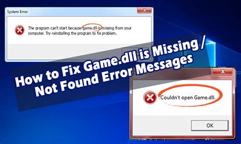 How To Fix Game Dll Is Missing Not Found Error Messages