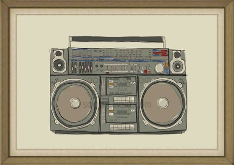 Boombox Stereo Old School Sooart Original Illustrate Drawing Etsy
