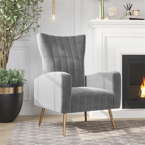 Belleze Modern Wingback Accent Lounge Arm Chair Kinsley Gray