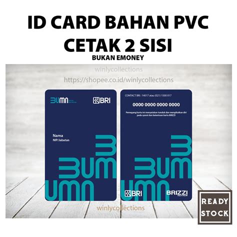 Jual Custom Kartu Id Card Bumn Terbaru Bank Bri Bahan Pvc Sisi