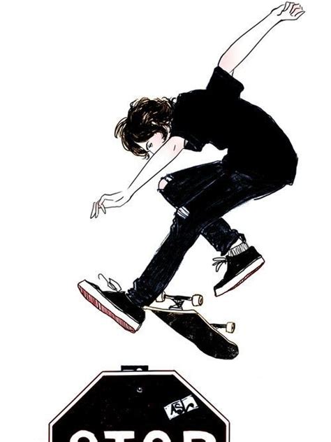 Skateboarder Drawing Image By On