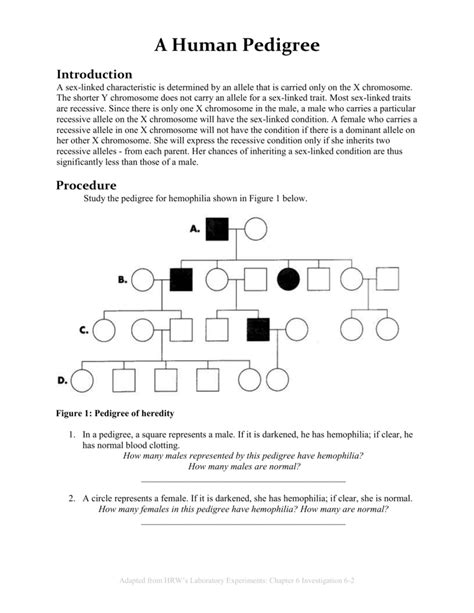 A pedigree is a visual chart that depicts a family history or the transmission of a specific trait. worksheet. Pedigree Worksheet Interpreting A Human ...