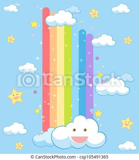 Cute Pastel Rainbow Background Illustration Canstock
