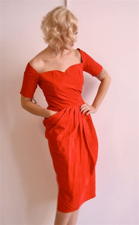 Reserved For Jaye 1950s Vintage Red Bombshell Dress Etsy