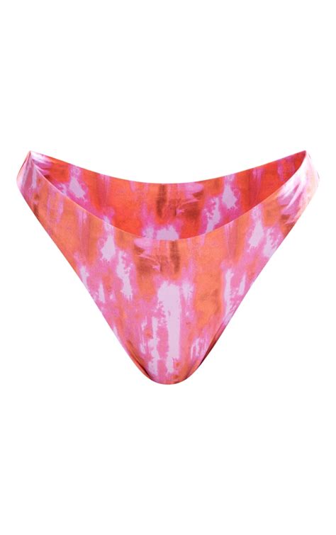 Pink Grunge Print Brazilian Bikini Bottoms Prettylittlething