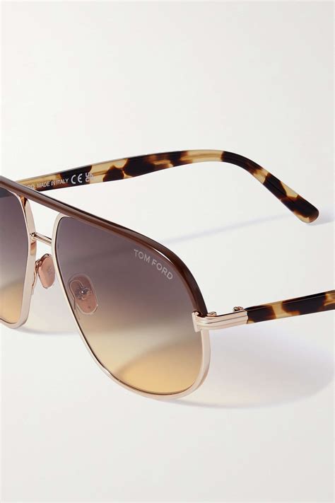 Tom Ford Eyewear Maxwell Aviator Style Gold Tone And Tortoiseshell Acetate Sunglasses Net A Porter