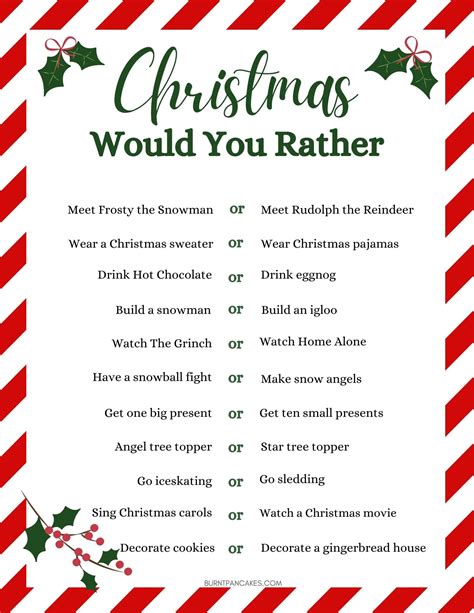 Christmas Would You Rather Questions Fun Christmas Games Fun