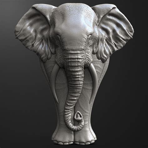 3d Model Elephant Bas Relief Sculpture Cnc