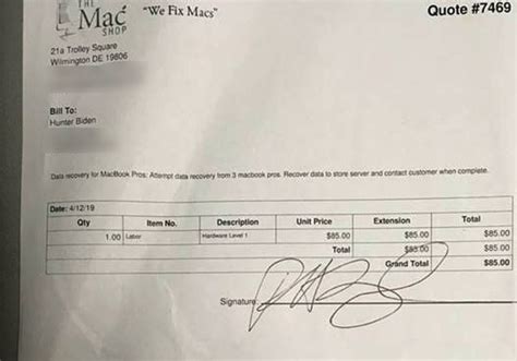 The laptop computer that was once used by hunter biden was subpoenaed last year by the fbi as part of a money laundering investigation, according to fox news. Signed Receipt in Hunter Biden's Name From Delaware Laptop ...
