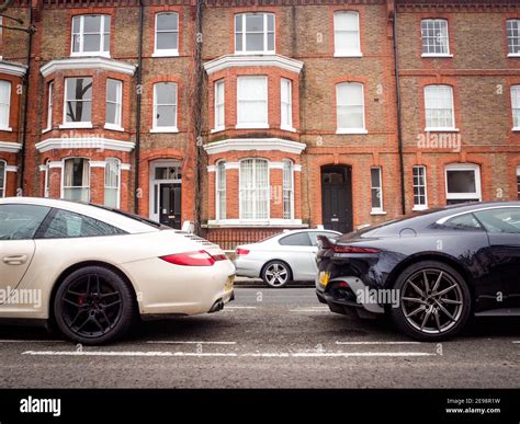 London Expensive Cars Parked On Upmarket Street In Maida Vale Area Of