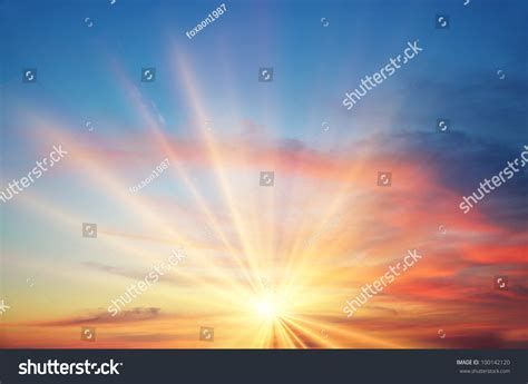 Sunset Sunrise Clouds Light Rays Other Stock Illustration 100142120